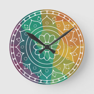 Mandala flower india regenboogkleurige boho ronde klok