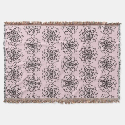 Mandala Flower Line Art Throw Blanket Deken (Voorkant)