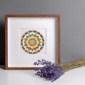 Mandala Flower Magic Blue Waterverf Perfect Poster