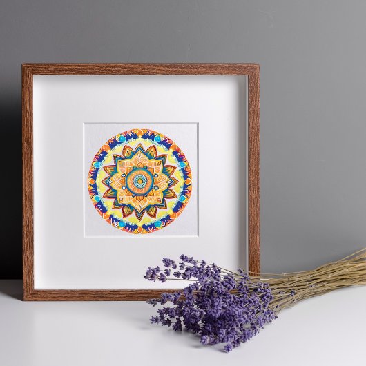 Mandala Flower Magic Blue Waterverf Perfect Poster