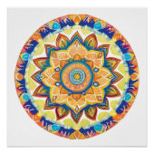 Mandala Flower Magic Blue Waterverf Perfect Poster (Voorkant)