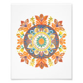 Mandala Flower Magic Sinaasappel Waterverf Foto Afdruk (Voorkant)