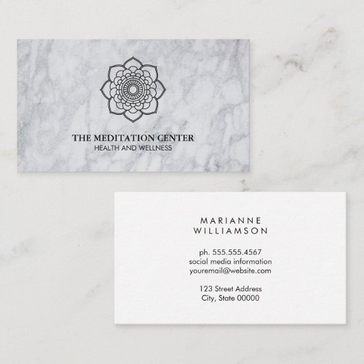 Mandala Flower Marble Yoga Visitekaartje (Voorkant / Achterkant)