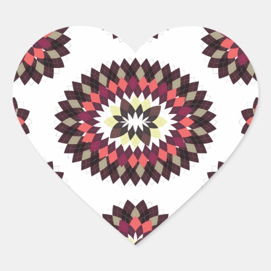 Mandala Flower Pattern Hart Sticker (Voorkant)