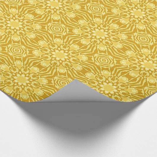 Mandala Flower Pattern - Mustard Gold en Yellow Cadeaupapier (Hoek)
