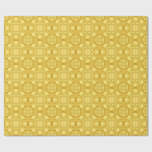 Mandala Flower Pattern - Mustard Gold en Yellow Cadeaupapier (Vlak)