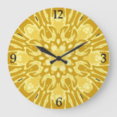 Mandala Flower Pattern - Mustard Gold en Yellow Grote Klok (Voorkant)