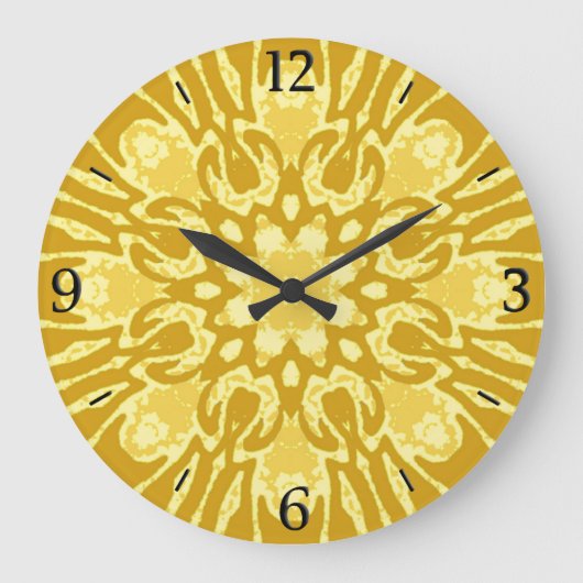 Mandala Flower Pattern - Mustard Gold en Yellow Grote Klok (Voorkant)