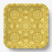 Mandala Flower Pattern - Mustard Gold en Yellow Papieren Bordje (Voorkant)