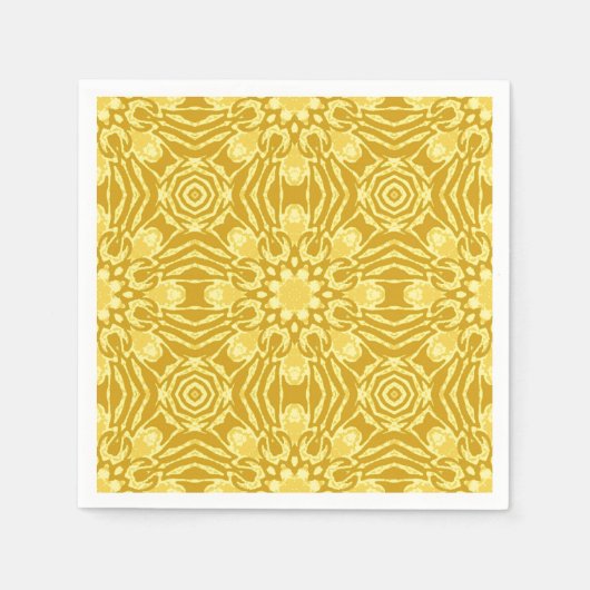 Mandala Flower Pattern - Mustard Gold en Yellow Servet (Voorkant)