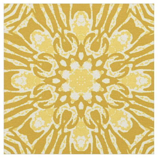 Mandala Flower Pattern - Mustard Gold en Yellow Stof (Close Up)