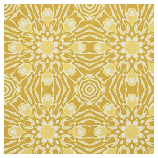 Mandala Flower Pattern - Mustard Gold en Yellow Stof (Swatch)