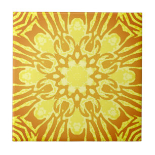 Mandala Flower Pattern - Mustard Gold en Yellow Tegeltje