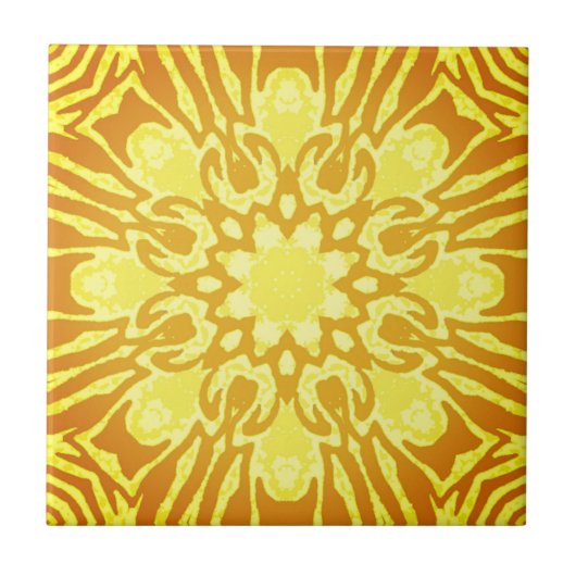 Mandala Flower Pattern - Mustard Gold en Yellow Tegeltje (Voorkant)