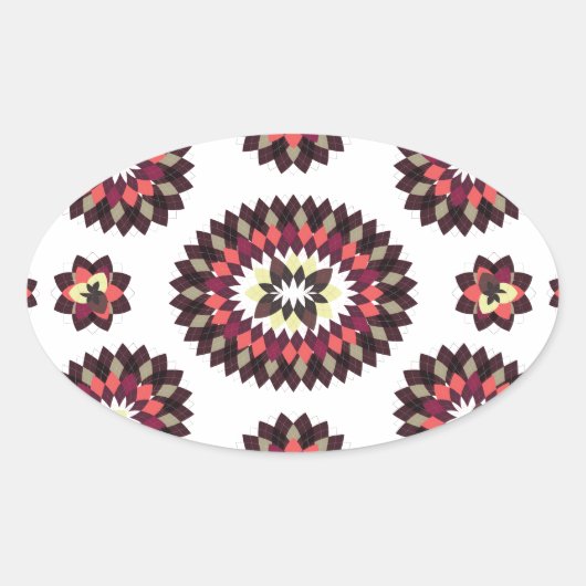 Mandala Flower Pattern Ovale Sticker (Voorkant)