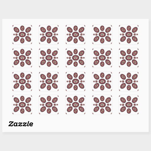 Mandala Flower Pattern Vierkante Sticker (Vel)