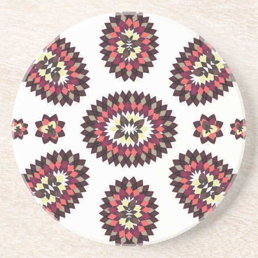 Mandala Flower Pattern Zandsteen Onderzetter (Voorkant)