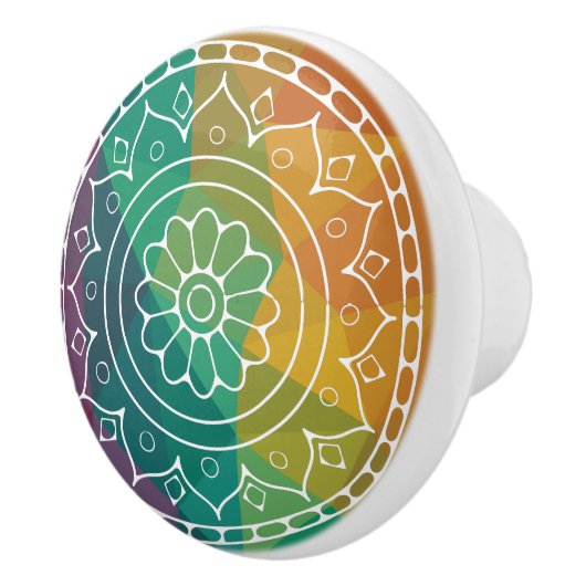 Mandala flower regenboogboho kleurig keramische knop (Rechts)