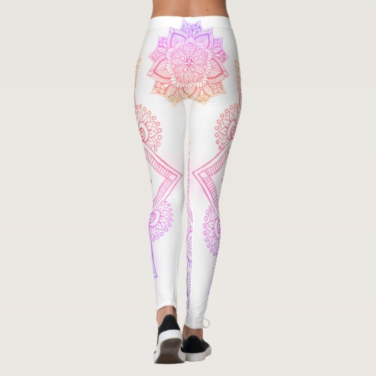 Mandala Flower - White en Rainbow Leggings (Achterkant)