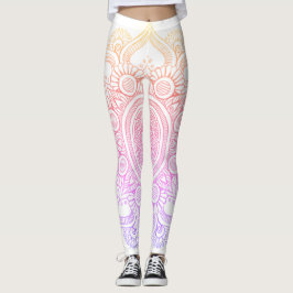 Mandala Flower - White en Rainbow Leggings