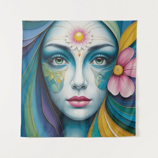 Mandala Flower Women Wandkleed (Voorkant)