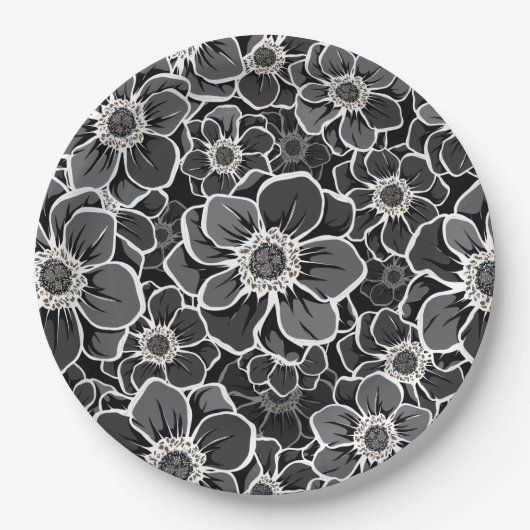 Mandala Flowers 5 Papieren Bordje (Voorkant)