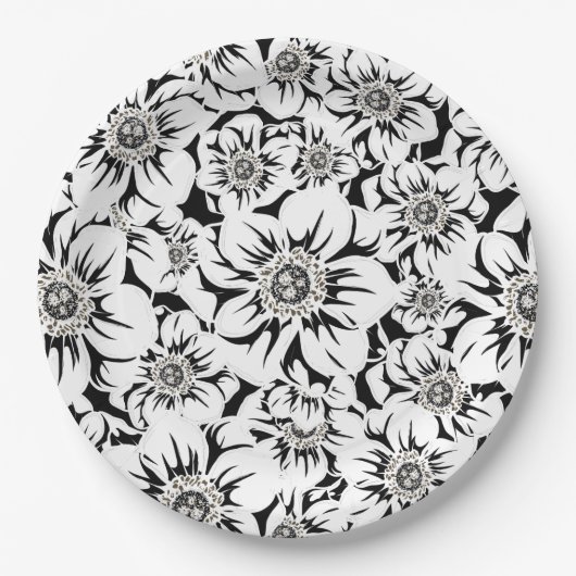 Mandala Flowers 6 Papieren Bordje (Voorkant)