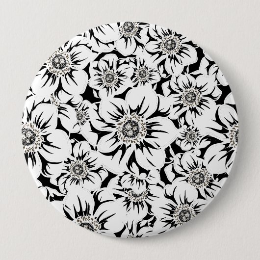 Mandala Flowers 6 Ronde Button 4,0 Cm (Voorkant)