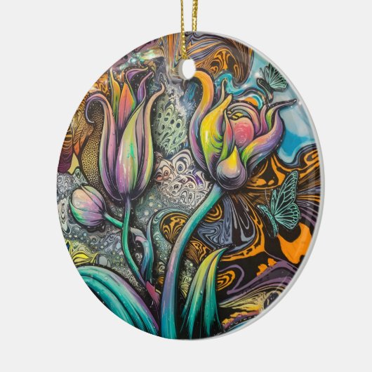 Mandala Flowers Keramisch Ornament (Links)