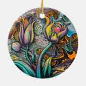 Mandala Flowers Keramisch Ornament (Achterkant)