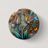 Mandala Flowers Ronde Button 3,2 Cm (Voorkant)