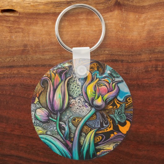 Mandala Flowers Sleutelhanger (Achterkant)