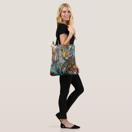 Mandala Flowers Tote Bag (Op model)