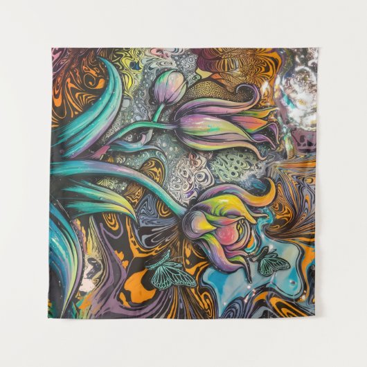 Mandala Flowers Wandkleed (Voorkant (horizontaal))