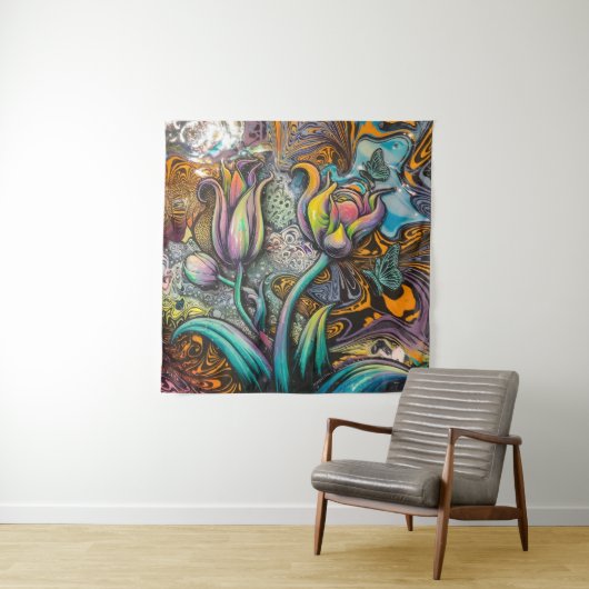 Mandala Flowers Wandkleed (In situ)