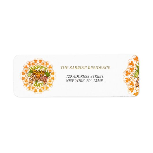 Mandala Foliage Thanksgiving Retour Adres Label (Voorkant)