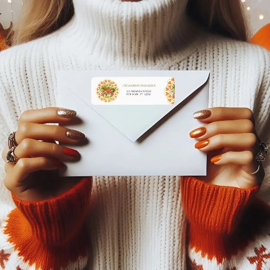 Mandala Foliage Thanksgiving Retour Adres Label