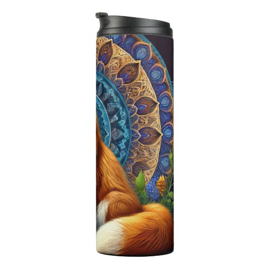 Mandala Fox met bloemendetail Thermosbeker (Geroteerd rechts)