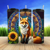 Mandala Fox met bloemendetail Thermosbeker