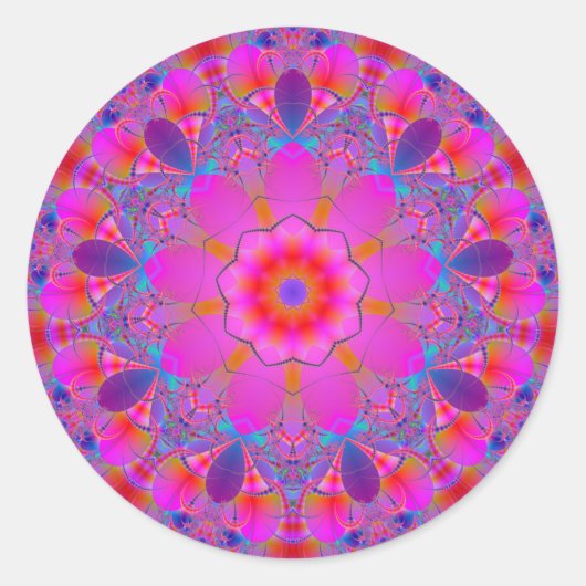 Mandala Fractal warme kleuren sticker (Voorkant)