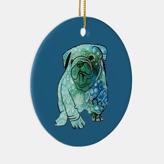 Mandala frans Bulldog Circle Ornament (Rechts)