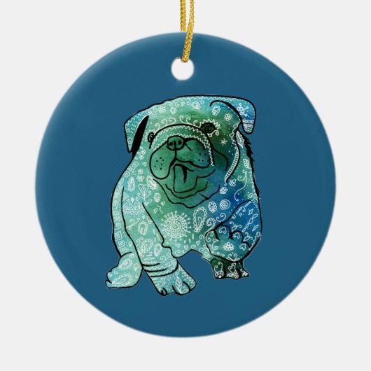 Mandala frans Bulldog Circle Ornament (Voorkant)