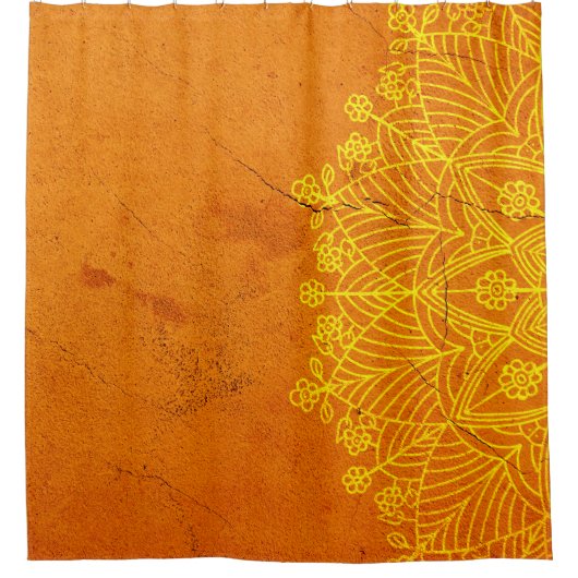 Mandala geel achtergrondontwerp douchegordijn (Voorkant)