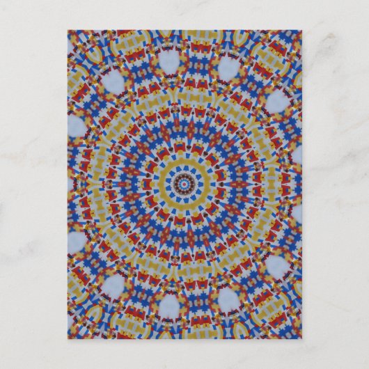 Mandala geel blauw briefkaart (Voorkant)