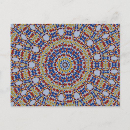 Mandala geel blauw briefkaart (Voorkant)