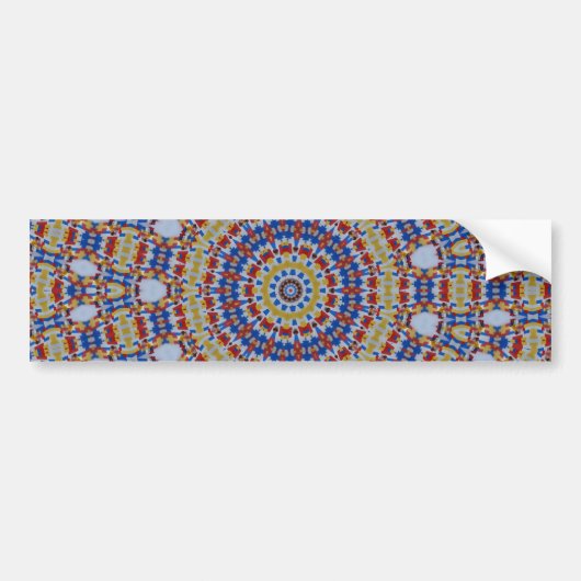 Mandala geel blauw bumpersticker (Voorkant)