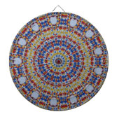 Mandala geel blauw dartbord (Voorkant)