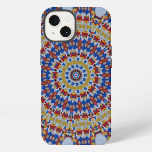 Mandala geel blauw iPhone hoesje (Achterkant)
