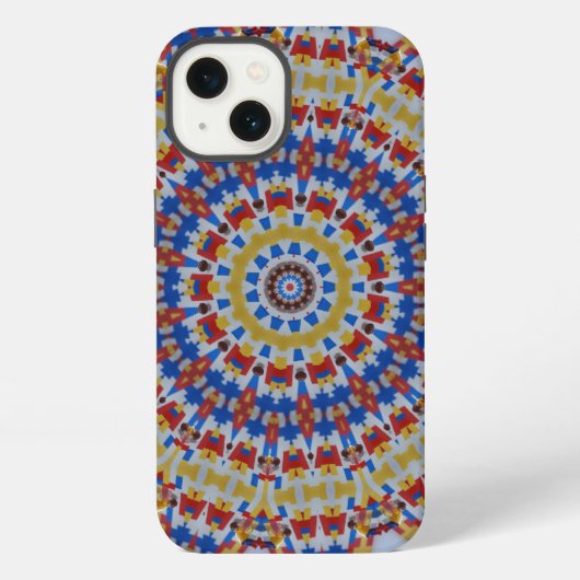 Mandala geel blauw iPhone hoesje (Achterkant)