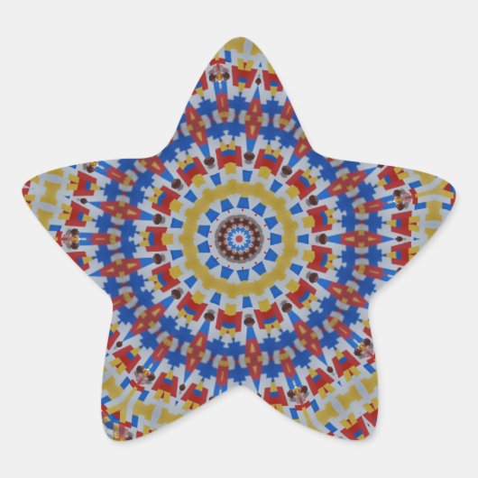 Mandala geel blauw ster sticker (Voorkant)